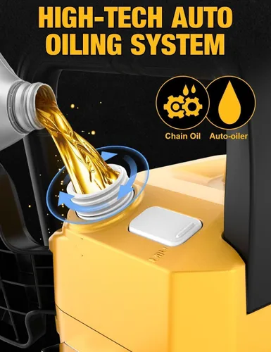 Vista 5 de Motosierra eléctrica sin escobillas de 14 pulgadas inalámbrica para batería Dewalt de 20 V, motosierra compacta con engrasador automático, retroceso