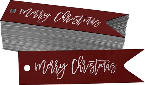Vista 52 de Etiquetas colgantes con texto en inglés «Merry Christmas» para botellas de papel de aluminio, paquete de 50 unidades Aqua Blue