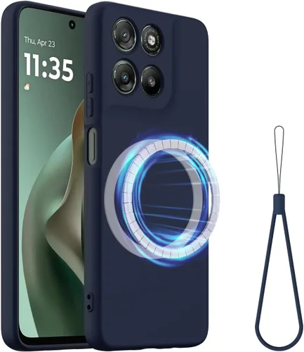 Vista 9 de Compatible with Motorola Moto G57 Power 5G Pure Color Simple Case,Support Magnetic Ring, Thin Slim Liquid Silicone Soft Rubber Gel TPU Full Camera