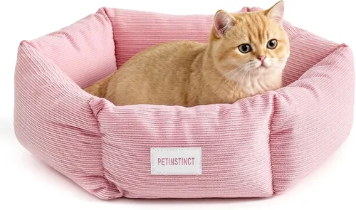 Vista 14 de Cama para gatos, cama para mascotas con forma de dona de 22 Blanco crema