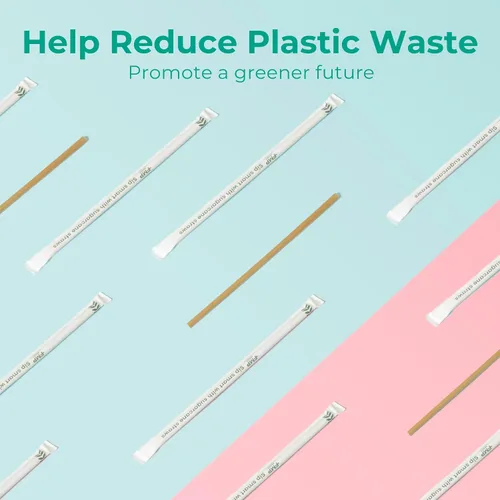 Vista 8 de Fit Meal Prep Paquete de 200 pajitas desechables biodegradables de 8 pulgadas envueltas individualmente, 100% compostables a base de plantas