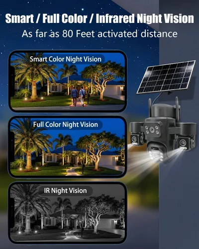 Vista 7 de 3-Lens Wireless Outdoor Camera for Home Security (3-Lens Black) Multi-lens+PTZ 360° Coverage,PIR Pro Motion Detection & Auto Tracking,Spotlight &