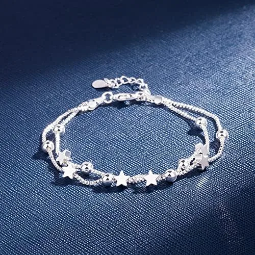 Vista 5 de Dofihy Pulseras de plata de ley S925 para mujer pulseras para mujer pulsera de cadena de muñeca con dije para mujer Plata Sin gemas