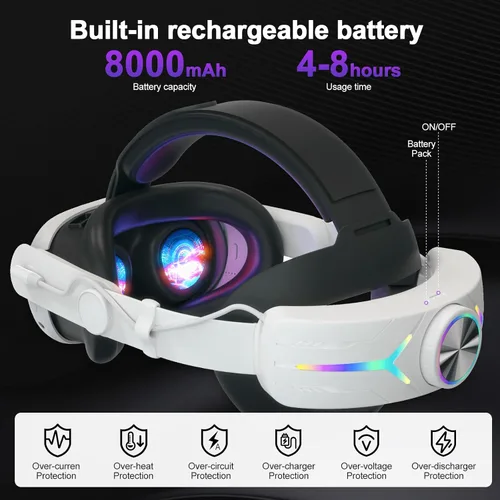 Vista 2 de Eyglo 3 correas de batería RGB Light compatibles con Meta Quest 3 con funda de agarres, repuesto para correa Oculus Quest 3 Elite con batería
