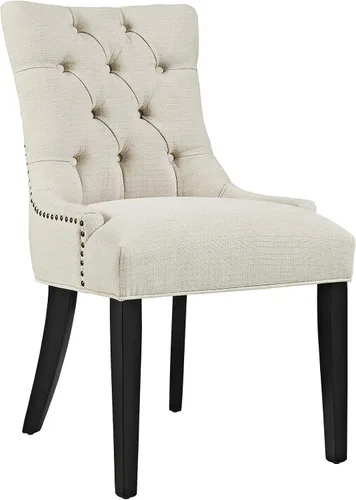 Vista 12 de Modway Regent - Silla de comedor de tela tapizada con botones en color blanco
