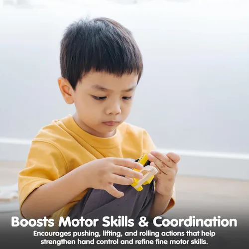 Vista 6 de PlanToys® Juego de construcción de carreteras Montessori Imaginative Kids coches de juguete, pista de coche de juguete, niñas, niños, coordinación