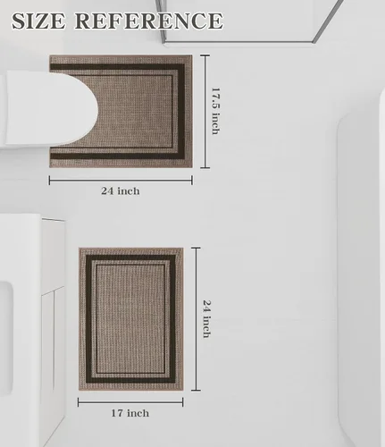 Vista 2 de chakme Juego de 2 alfombras de baño ultrafinas, absorbentes, antideslizantes, lavables a máquina, color beige oscuro, 17 x 24 pulgadas + tapete