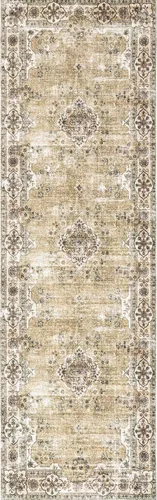 Vista 5 de nuLOOM Paisley - Alfombra ultrafina lavable a máquina, con medallón floral desteñido, 2 pies 6 pulgadas x 8 pies, color beige
