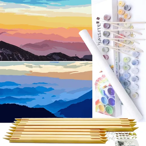 Vista 71 de BAISITE 0304 - Kit de pintura por números para adultos principiantes; paquete de 2 lienzos de 8 pulgadas de ancho x 12 pulgadas de largo; caja