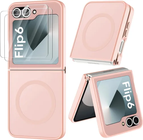 Vista 11 de ORETECH Magnético para Samsung Galaxy Z Flip 6 con 2 protectores de Negro