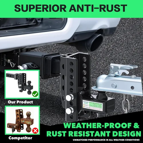 Vista 5 de Enganche de remolque ajustable para receptor de 2 pulgadas, caída