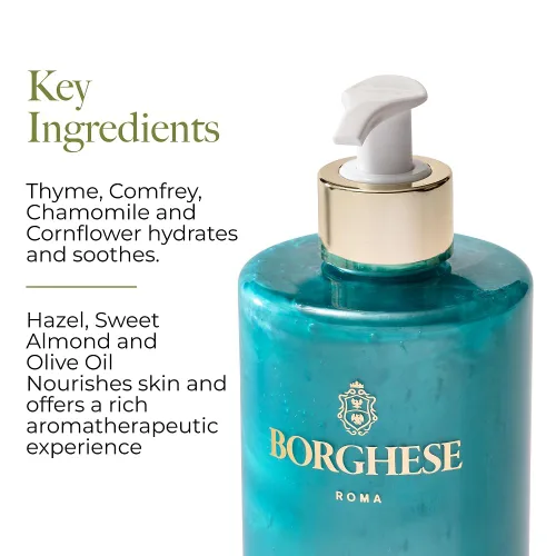 Vista 5 de Borghese Bagno di Vita Gel de baño y ducha suave espumoso - Gel de baño hidratante de aromaterapia con tomillo, manzanilla y aceite de almendras