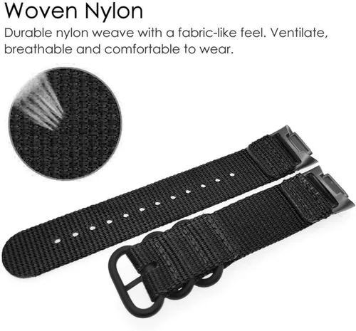 Vista 4 de Abanen Bandas de nailon para Fitbit Charge 6 / Charge 5, correa de nailon tejido de secado rápido con cierre de anillo de acero inoxidable ajustable