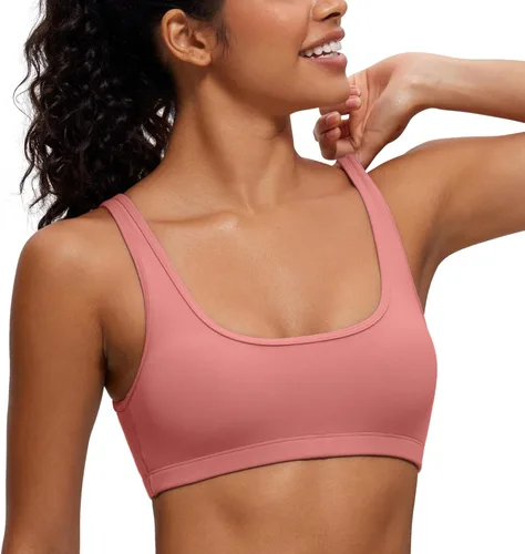 Vista 37 de CRZ YOGA Butterluxe - Mini brasier para mujer, cuello redondo, de bajo impacto, inalámbrico, deportivo, yoga, acolchado, para entrenamiento