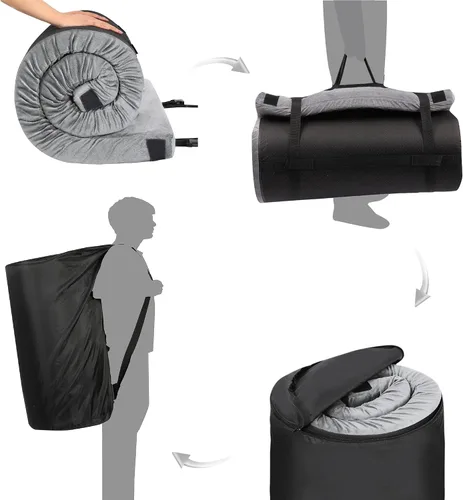 Vista 5 de Betterhood Colchón de espuma viscoelástica para campamento, colchoneta para dormir con funda impermeable y bolsa de transporte, colchón de cuna
