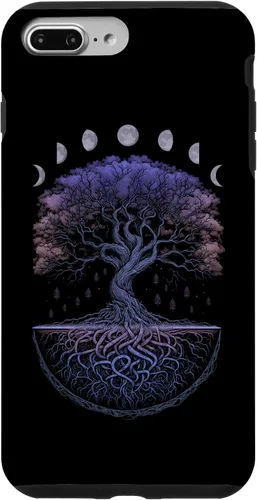 Vista 12 de Funda para iPhone 11 Pro Max Yggdrasil nórdico árbol de la vida vikinga fases de la luna