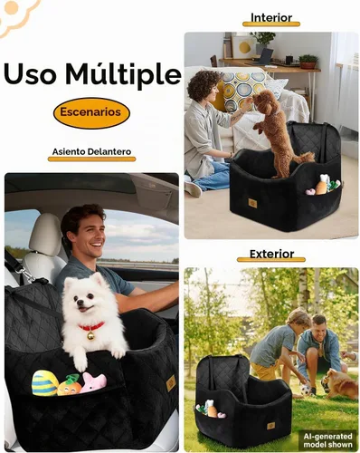 Vista 7 de Asientos de coche para perros pequeños de hasta 35 libras, lavable a