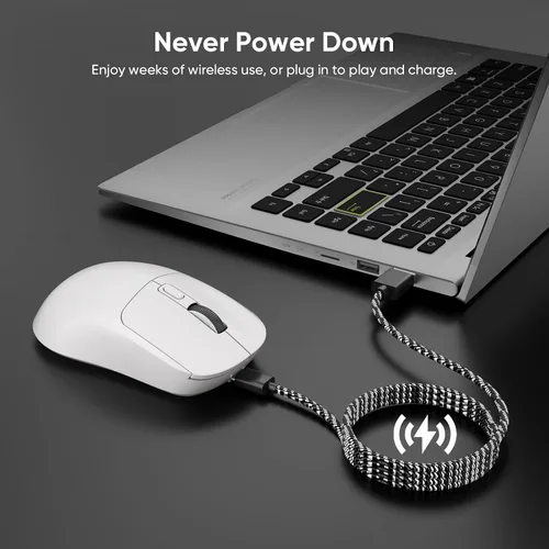 Vista 5 de MELOGAGA Ratón inalámbrico para juegos de 3 modos, 2.4GBluetooth 5.4USB-C con 8 DPI ajustables, mouse ergonómico recargable para computadora, Mac