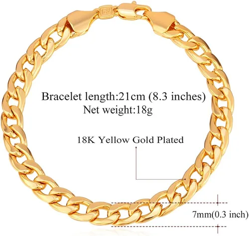 Vista 3 de U7 Link Bracelets for Men, Stainless SteelBlackGold Plated Cuban Link Chain Bracelets, Unisex Chunky Bracelets, Xmas Fathers Day Jewelry for Him