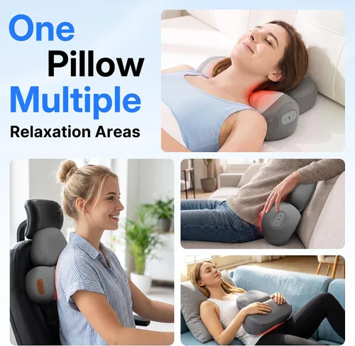 Vista 6 de Shiatsu - Almohada masajeadora de cuello con masaje, calor y tracción Gris