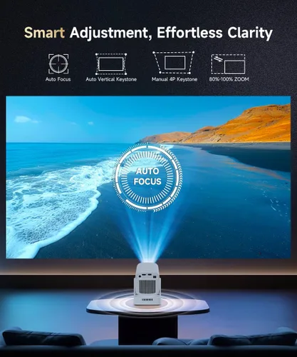 Vista 3 de 【Enfoque automático y 1080P】Mini proyector inteligente Magcubic con soporte 4K, proyector portátil con WiFi 6 y Bluetooth 5.4, altavoz de 5 W