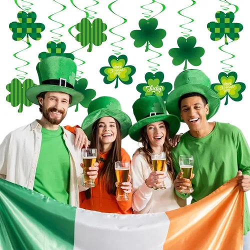 Vista 7 de Decoraciones del día de San Patricio, serpentinas de banderines – 20 piezas de trébol verde para el día de San Patricio, decoración de baby shower