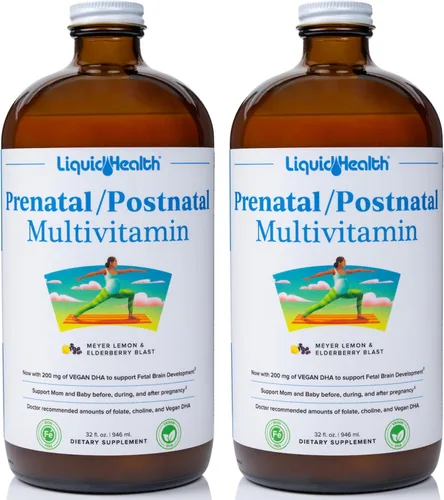 Vista 6 de LIQUIDHEALTH Multivitamínico líquido prenatal/posnatal para mujer con folato real, vitaminas pre y posnatales para antes, durante y después