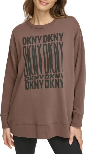 Vista 2 de DKNY Cuello redondo con estampado de línea larga para mujer