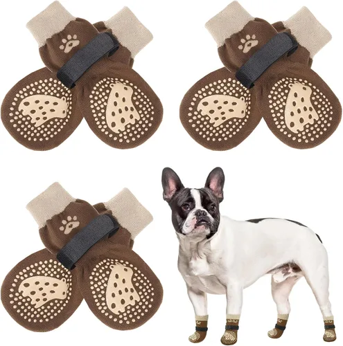 Vista 63 de SCENEREAL 6 piezas de calcetines antideslizantes para perros para prevenir lamido de patas para pavimento caliente/frío, calcetines de agarre