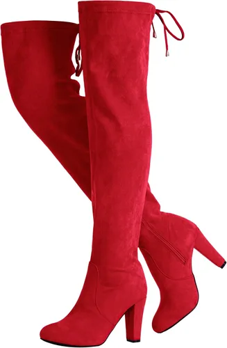Vista 8 de Botas de gamuza para mujer por encima de la rodilla con tacón de Negro