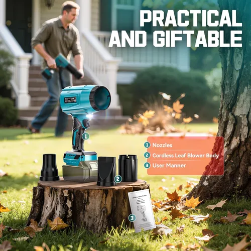 Vista 8 de Soplador de hojas de 800,000 RPM compatible con Makita18V: soplador de polvo inalámbrico Ecarke Turbo Jet Soplador eléctrico de mano alimentado