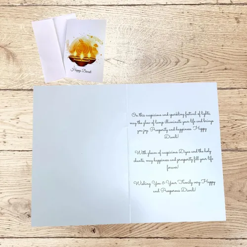 Vista 3 de LOVENSPIRE Paquete de tarjetas de felicitación Diwali Deepawali Juego de tarjetas de felicitación impresas personalizables indio Festival Tarjetas