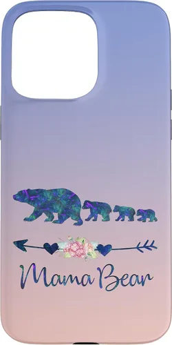 Vista 31 de Teal Blue Purple Floral Mama Bear Three Cubs Blue Pink Case for iPhone 17
