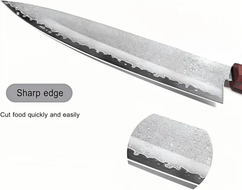 Vista 4 de Miyake Cuchillo de chef japonés Gyuto de 8.6 pulgadas, cuchillo de cocina profesional de Damasco afilado con mango G10 de espiga completa