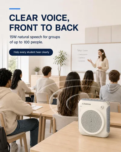 Vista 3 de Avantree VoxAmp Lite - Micrófono inalámbrico para profesores Amplificador de voz de 15 W