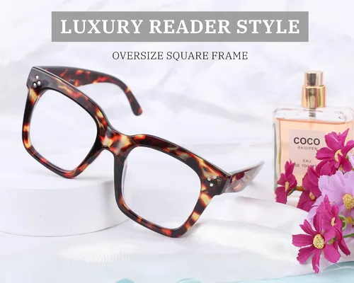 Vista 6 de FEISEDY Women Men Blue Light Blocking Glasses Frame Oversized Designer Luxury Square Eyewear B2695-FF