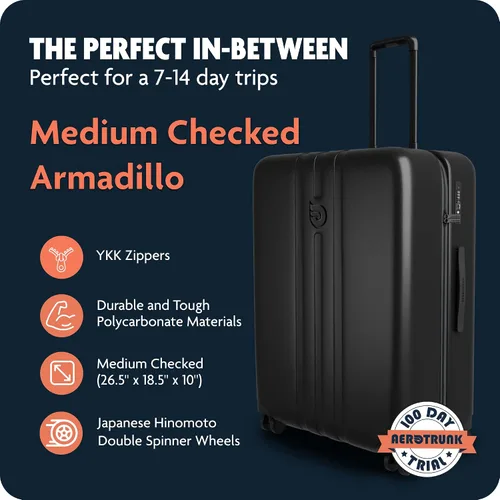 Vista 2 de Aerotrunk Armadillo - Mediana Checked, Negro -, Armadillo medio