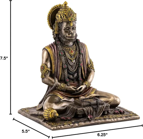 Vista 8 de Top Collection Hanuman - Estatua hindú de Dios de la Fuerza en bronce fundido en frío de primera calidad, figura coleccionable de 7.5 pulgadas