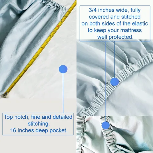 Vista 4 de THE COTTON & SILK® Sábana bajera ajustable 100% de algodón de fibra larga de lujo, calidad de hotel de 5 estrellas, suave, transpirable y duradera