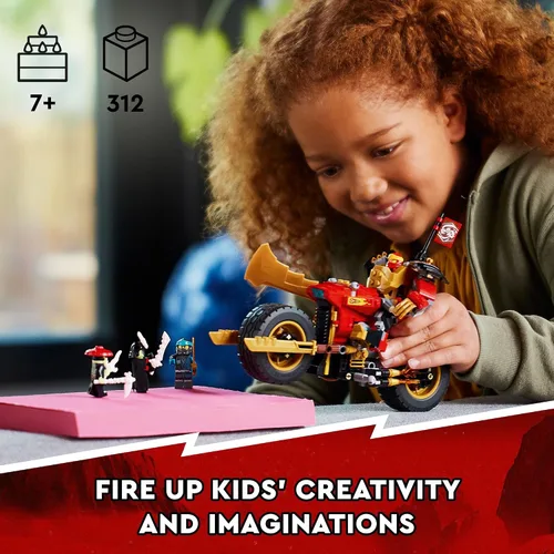 Vista 6 de LEGO NINJAGO Kai’s Mech Rider EVO 71783, juguete de moto ninja actualizable, figura de acción Mech y 2 minifiguras de guerrero óseo, juguetes