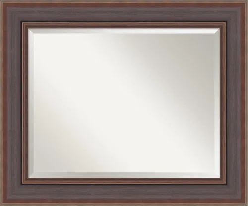 Vista 109 de Amanti Art Espejo de baño marrón para sobre lavabo, espejo rectangular de 24x20 Caleb Brown para tocador, marco rústico pequeño de estilo campestre