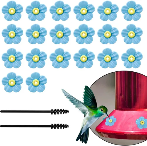 Vista 13 de 20 piezas de repuesto para comedero de colibríes con cepillo de limpieza, piezas de repuesto para alimentador de flores (morado)