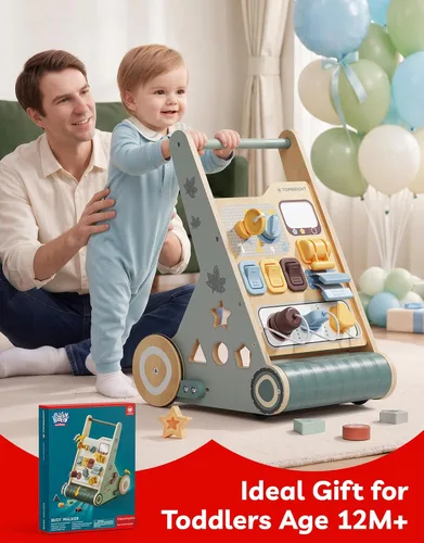 Vista 7 de TOPBRIGHT - Andador de madera para bebés con centro de actividades para Verde