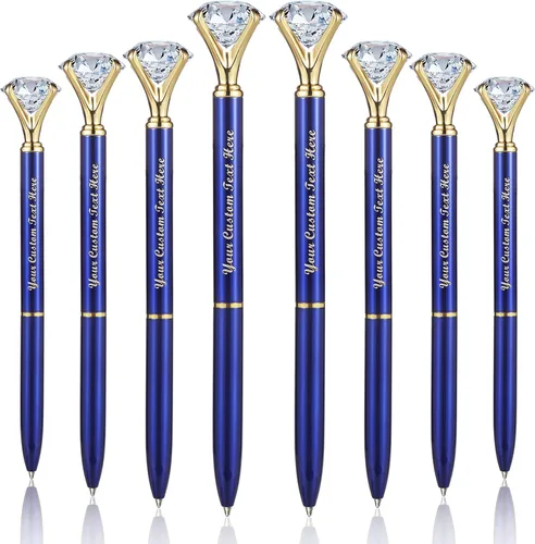 Vista 11 de Personalizado 20 Piezas Big Diamond Pen Rhinestones Crystal Metal Bolígrafo Promocional Tinta Negra