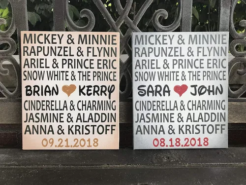 Vista 4 de Cartel personalizado con temática de Disney, regalo de boda, lienzo personalizado, parejas de Disney, personalizado para novia y novio, gran regalo