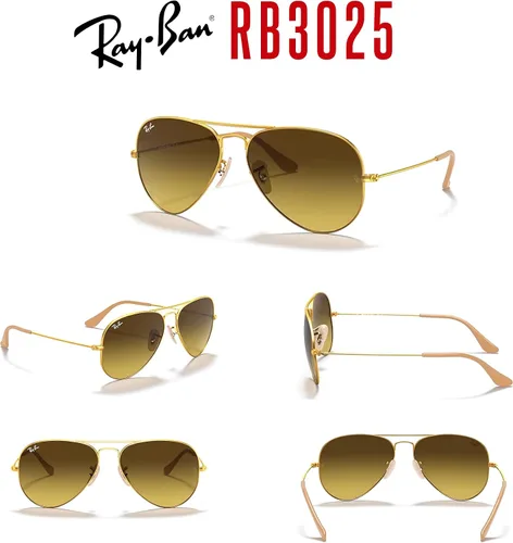 Vista 6 de Ray-Ban RB3025 - Lentes de sol de aviador de metal para hombre y mujer + paquete con kit de cuidado de gafas iWear de diseñador