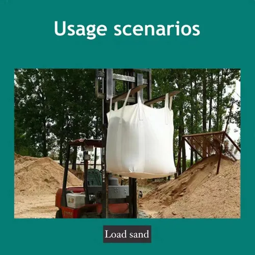 Vista 3 de FIBC Bolsas a granel, paquete de 2, 1 tonelada, 35 x 35 x 43 pulgadas Polipropileno tejido, 4 ojales de elevación, parte superior de lona, bolsas