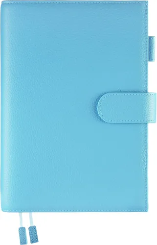 Vista 11 de A5 Funda de cuero para planificador de Hobonichi Cousin, Stalogy, Midori, Leuchtturm1917, y más - con presilla para bolígrafo, ranuras para Negro