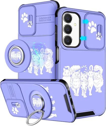 Vista 40 de Funermei Funda para teléfono Samsung Galaxy A15 5G - [2 en 1] Funda para teléfono de mujeres lindas chicas, diseño femenino de mariposa negra