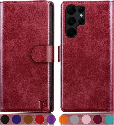 Vista 17 de SUANPOT - Funda para Samsung Galaxy S23 Ultra con bloqueo RFID, tarjetero con funda protectora de PU para teléfono, para mujeres y hombres